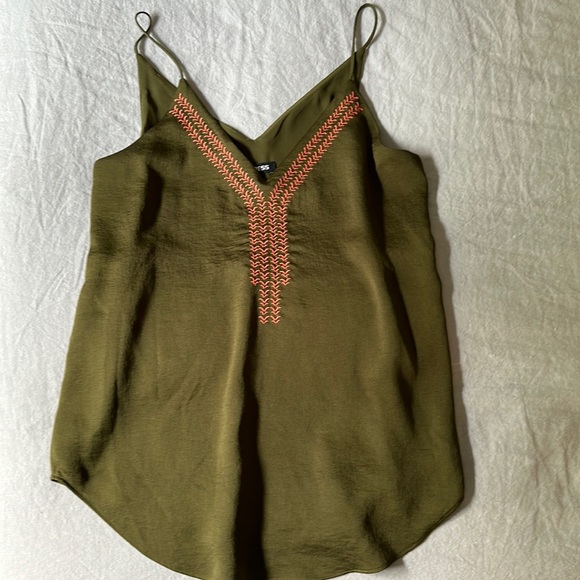Express Tops - olive green with orange embroidery tank